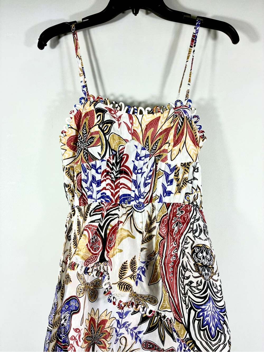 Farm Rio Boho Glam Tiered Floral Crepe de Chine Midi Sun Dress Small NWT - Picture 8 of 17